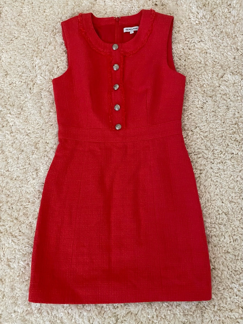 Veronica Beard Julie Tweed  Red Sleeveless A line Mini Dress